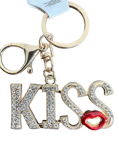 Whitehouse Leisure International Ltd Schlüsselanhänger Schlüsselanhänger Kinder Mini Anhänger keychain Gltzer Kiss, Schlüsselanhänger aus Metall mit Steinen und Glitzer Geschenk 6 cm