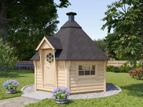 Fjordholz 6-Eck Grillkota Modell Nils 9 m² – Massivholz Grillhaus