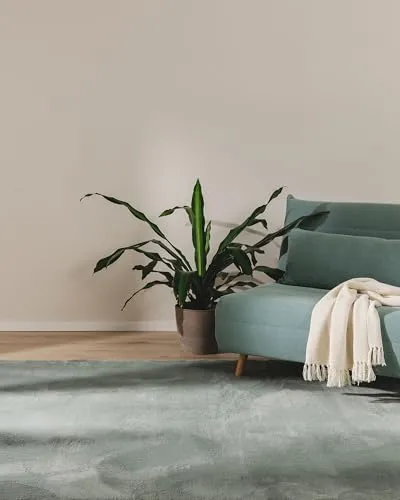 benuta Basic Kunstfaser Fellteppich Furry - Grün 120x170 cm - Teppich für Wohnzimmer und Schlafzimmer, extrem weich, anti-rutsch, waschbar und ideal für Fußbodenheizung - die tierfreundliche Alternative zu echtem Fell.