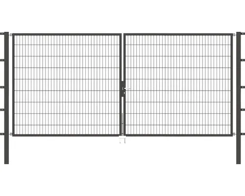 ALBERTS Flexo Typ 6/5/6 Stabgitter-Doppeltor 400 x 180 cm - Robustes Doppeltor aus Stabgitter in Anthrazit, inklusive stabilen Pfosten für maximale Sicherheit und Langlebigkeit. Ideal für den Einsatz in privaten und gewerblichen Bereichen.