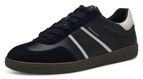 Plateausneaker TAMARIS für Damen - Schwarz kombiniert - Sportliche Plateausneaker von Tamaris aus Leder und Lederimitat, mit gepolstertem Schaftrand für optimalen Tragekomfort. Ideal für Freizeit und Alltag.