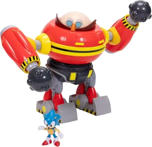 Jakks Pacific Sonic the Hedgehog - Hammer Egg Robot Figur - Actionfigur aus hochwertigem Vinyl, inklusive beweglichem Hammer und Projektilkanone, perfekt für Fans ab 3 Jahren.