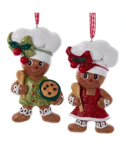 Kurt S. Adler Christbaumschmuck H5685 - Glitzer-Lebkuchenbäcker, 2er Set - Zauberhafter Weihnachtsbaumschmuck im 2er Set. Der glitzernde Lebkuchenbäcker bringt festliche Stimmung in Ihr Zuhause und ist ein echter Blickfang am Baum.