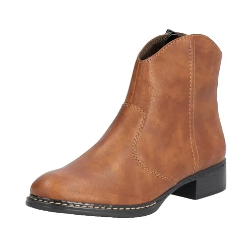 Rieker Damen Stiefelette 73467 - Stilvolle Boots mit Reißverschluss in Braun - Wanderschuhe mit rutschfester RIRICON-Sohle für optimalen Komfort und schickem Design. Ideal für Stadtbummel oder Freizeitaktivitäten.
