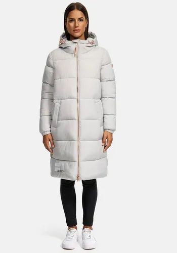 MARIKOO Damen Winterjacke N024 - Lang geschnittene Steppjacke mit Kapuze - Funktionsjacke für Damen, bietet Wärme und Komfort bei kaltem Wetter mit 4 praktischen Taschen und hochwertiger Verarbeitung.
