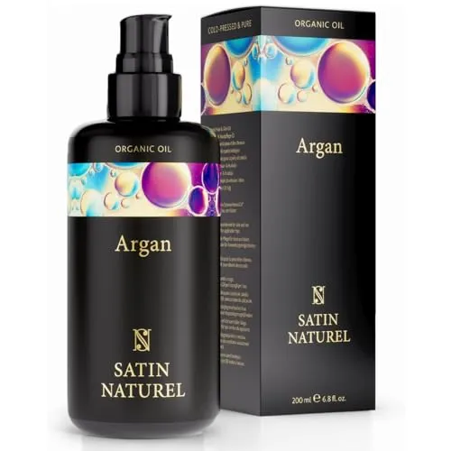 Satin Naturel Arganöl BIO kaltgepresst 200ml - 100% rein und natürlich - Haarwuchs Behandlung mit hochdosiertem Bio-Arganöl, ideal für Haarwachstum und Pflege von Haut, Haaren und Nägeln. Spendet Feuchtigkeit und Nährstoffe für strahlende Schönheit.