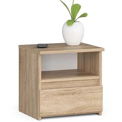 Vielseitige Kommode mit 1 Schublade - Sonoma Holz - Kommode für Schlafzimmer, Flur oder Wohnzimmer, bietet viel Stauraum und elegantes Design. Ideal zum Organisieren und fördert Ruhe und Schlaf.