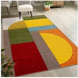 Mazovia Bunter Kurzflor-Teppich 200x300 cm in gelb von Mazovia