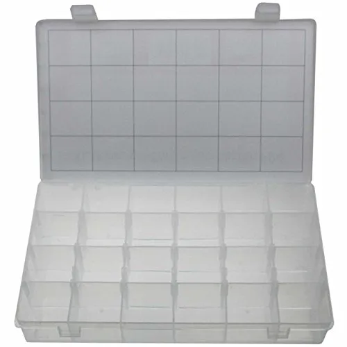 XL Universal leere Kassette Sortimentsbox Sortimentskasten Sortimentskoffer Sortierkasten Aufbewahrungsbox für KLEINTEILE mit 24 Fächer STABIL