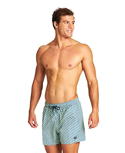 ARENA Herren Fundamentals Allover Short Swim Trunks, Neon Blue Multi, S EU