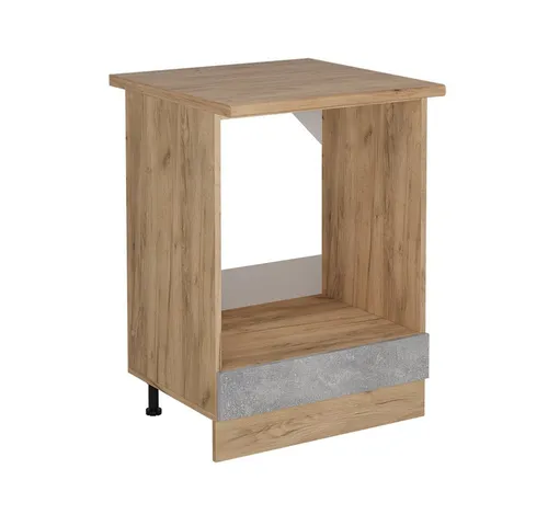 Vicco Herdumbauschrank R-Line, Beton/Goldkraft Eiche, 60 cm - Herdumbauschrank für elegante Küchengestaltung mit zusätzlichem Stauraum. Flexibles Modul mit höhenverstellbaren Füßen und Arbeitsplatte für ein perfektes Kocherlebnis.