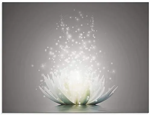 ARTland Wanddeko Glasbilder Wandbild Glas Bild einteilig 60x45 cm Querformat Abstrakte Kunst Botanik Blumen Seerose Lotusblume Kreativ S7FD