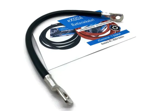eXODA 25 mm2 M8 M8 Batteriekabel, Schwarz, (15 cm), 99% Kupfer
