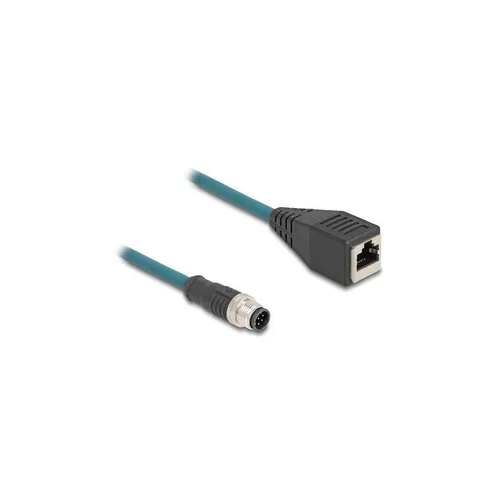DeLOCK M12 Adapterkabel A-kodiert 8 Pin Stecker zu RJ45 Buchse 50 cm - Cat-6-Ethernetkabel, sorgt für eine zuverlässige Netzwerkverbindung mit hoher Übertragungsgeschwindigkeit und flexibler 50 cm Länge.