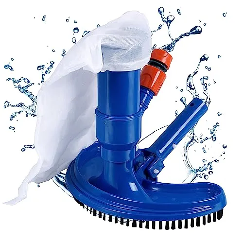 HAFIX® Bodensaugbürste für schnelle Reinigung von Pool, Whirlpool Boden & Wänden. Poolreinigung Bürste für Schwimmbecken, Teich, Brunnen, Pools blau. Vakuumsauger, Bodenreiniger Becken Spa inkl. Netz.