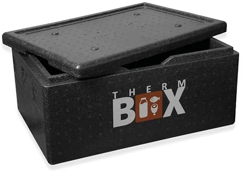 THERM BOX Styroporbox GN 40L Isolierbox Thermobox Warmhaltebox Kühlbox Thermobehälter Innen: 53,9x34x21,5cm Wiederverwendbar