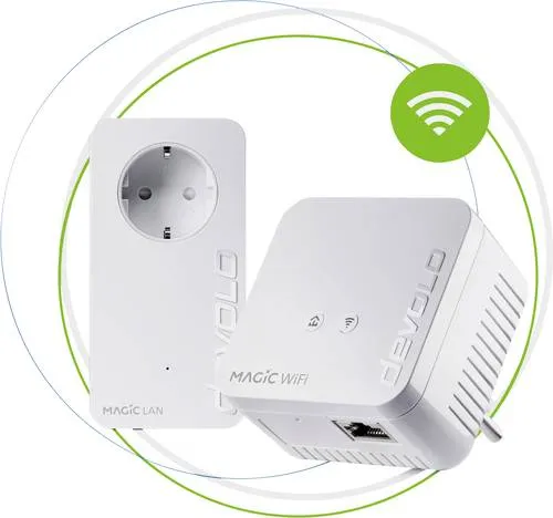 DEVOLO 8561 Magic 1 WiFi mini Starter Kit - Powerline Adapter für schnelles Mesh-WLAN, bis zu 1.200 Mbit/s, einfaches Plug-and-Play und ideal für lückenloses Internet im gesamten Haus.