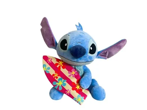 Disney Lilo und Stitch Plüschtier 50 cm mit Surfboard superweich Plüschfigur Stofftier für Babys und Kinder ab Geburt Geschenkidee für Mädchen und Jungen kuschelig weich und waschbar