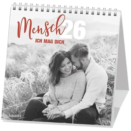 Mensch, ich mag dich 2026: Schwarz-Weiss-Postkarten-Kalender