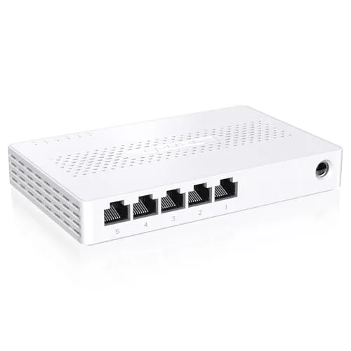 Tenda Switch 2.5Gbit, 5-Port Netzwerk Switch 2.5 Gbit LAN Switch (Plug-and-Play LAN Verteiler, Unmanaged, Lüfterlos, Ideal für 2,5G NAS, Server, WiFi 6/7 AP, Gaming-PC) (SE105)