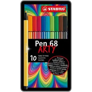 Stabilo Filzstifte Pen 68 ARTY, 6810-6, Strichbreite 1mm, im Metalletui, 10 Stück