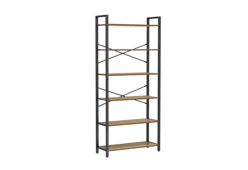 VASAGLE Bücherregal im Industrie-Design mit 6 Ebenen - Stylisches Bücherregal für Büro und Wohnzimmer. Offene Ablagen bieten viel Stauraum und setzen Ihre Bücher und Deko ideal in Szene. Stabil und robust mit geprüfter Qualität.
