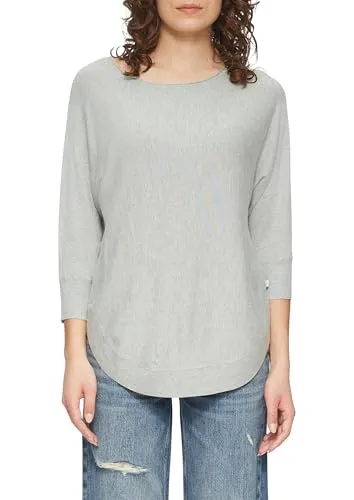 Q/S designed by - s.Oliver Damen Pullover 510.11.899.17.170.2102138 - Stylischer graumelierter Pullover für Damen mit Rundhalsausschnitt und 3/4-Ärmeln, ideal für legere Outfits und angenehmen Tragekomfort.