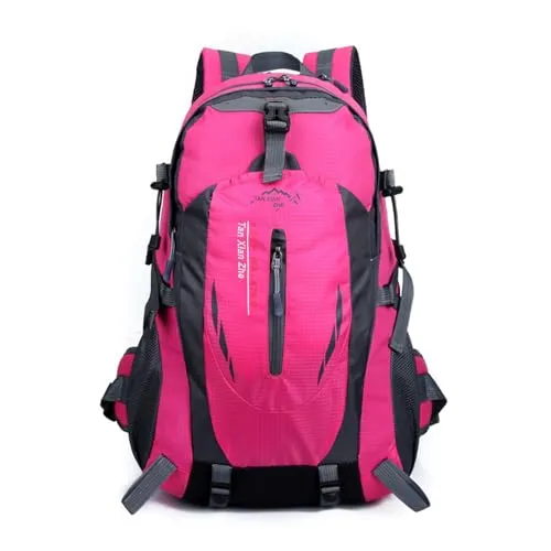 PORRASSO 40L Wanderrucksack Wasserdichter Rucksack Reiserucksack Trekkingrucksack Hiking Backpack für Damen Herren Radfahren Klettern Reisen Sport Rosenrot
