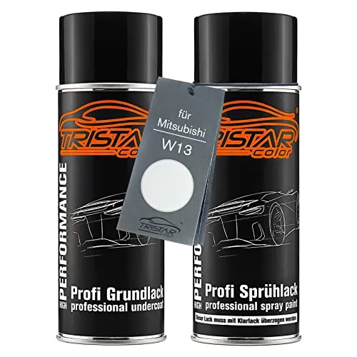 TRISTARcolor Autolack Spraydosen Set für Mitsubishi W13 Silky White Perl/Diamond White Perl Grundlack Basislack Sprühdose 400ml