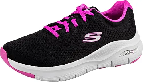 Skechers Damen Arch FIT Sneaker, Black Fuschia, 40 EU - Damen-Sneaker mit gepolsterter, leichter Zwischensohle und luftgekühltem Design für optimalen Komfort und Stützfunktion bei jedem Schritt.