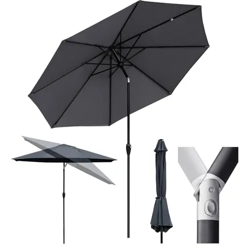 Sekey Alu-Sonnenschirm 330cm - UV-Schutz und windfest - Sonnenschirm für Balkon, Garten & Terrasse mit 330 cm Durchmesser, robustem Kurbelsystem und UV 50+ Schutz. Ideal für nachhaltigen Sonnenschutz und langlebigen Gebrauch.