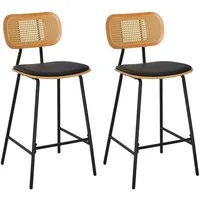 Costway Barhocker 2er Set mit Rattan Rückenlehne