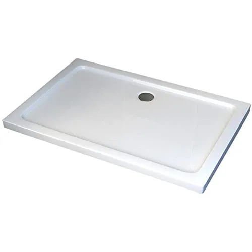 BERNSTEIN Duschtasse 90x140 cm, Flache Bauhöhe, Duschwanne aus Sanitäracryl, Rechteckiges Duschbecken mit Gefälle, Acryl-Duschwanne komplett inkl. Ablaufgarnitur