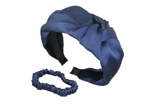AILORIA Haargummi DELICAT & DOUX Set - Luxuriöses Haarreif und Haargummi in Blau - Haarschmuck, Set aus 100% Maulbeerseide für stilvolle Dutt- und Flechtfrisuren, pflegeleicht bei 30 °C.