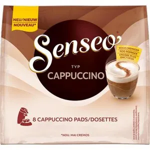 Senseo Kaffeepads Cappuccino, 8 Pads - Kaffee-Kategorie mit mildem Cappuccino-Geschmack und cremigem Schaum. Luftdicht verpackt für frische Portionen und geeignet für alle handelsüblichen Kaffee-Pad-Automaten.