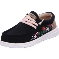Fusion Damen Halbschuhe Emma Flowers Black Größe EU 39 - Stylische Halbschuhe aus Baumwolle mit EVA-Sohle, ultra flexibel und federleicht, perfekt für sonnige Tage in der Stadt oder am Hafen.