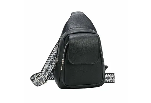ITALYSHOP24 Schultertasche Damen CrossOver Body bag Sling Brusttasche Umhängetasche Leder Optik (Spar-Set Crossover mit Brustgurt, Brustgurt Schultergurt mit verschiedenen Muster, austauschbar), Rucksack, langes Riemen, leicht, viele Fächer, RV-Fach Rückseite