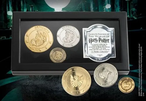 Harry Potter Replik Gringotts Bank Münzen Set in silber von Noble Collection