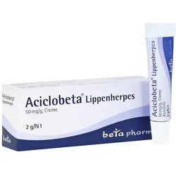 Aciclobeta Lippenherpes Creme 2 G - Arzneimittel zur lindernden Behandlung von Schmerzen und Juckreiz bei Lippenherpes, schnell wirksam dank des Inhaltsstoffs Aciclovir.