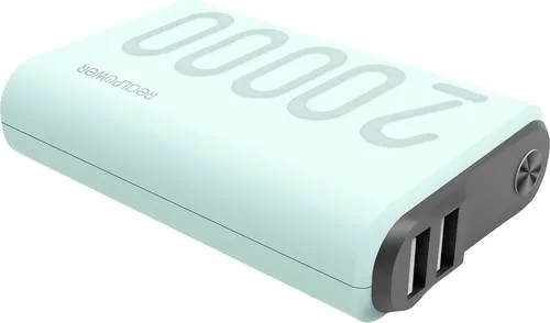 RealPower PB-20000PD+ Powerbank 20000 mAh Lithium Grün - Powerbanks – Kompakte 20.000 mAh Powerbank mit USB Typ C PD, ideal für das schnelle Laden von Notebooks und Smartphones unterwegs.
