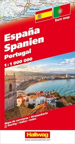 Hallwag Strassenkarte Spanien 1:1 Mio.: Mit Portugal. Inkl. Transitpläne, Ortsverzeichnis und Reiseinformationen