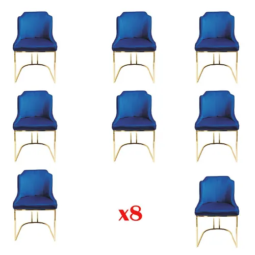 Design Stuhlset Gruppe mit Polsterung - 8x Esszimmerstühle in Blau - Elegantes Stuhlset für Esszimmer und Küche, bestehend aus 8 modernen Stühlen mit robuster Edelstahlkonstruktion. Ideal für stilvolle Zusammenkünfte und komfortables Sitzen.