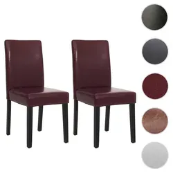 2er-Set Esszimmerstuhl Littau - Rote Kunstlederstühle mit dunklen Beinen - Stühle für Esszimmer, Wohnzimmer oder Küche - Bequeme Polsterung und modernes Design für optimalen Sitzkomfort und stilvolle Akzente in Ihrem Zuhause.