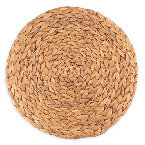 Decorasian Untersetzer aus Wasserhyazinthe - Seegras, Topfuntersetzer im 4er Set - abwischbare Coaster 25cm - Platzsets klein und rund