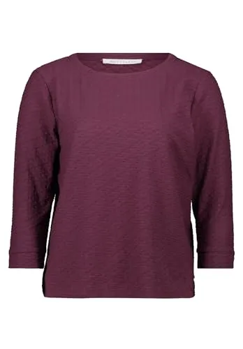 Betty & Co Damen Strukturshirt mit Rundhalsausschnitt L, Dark Aubergine