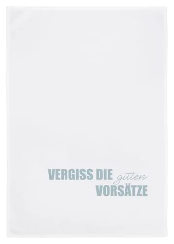 17;30 HOME Geschirrtuch, Humorvolles Design, 100% Baumwolle, VERGISS DIE Guten VORSÄTZE Spruch, umweltfreundlich, weiß, 50x70 cm