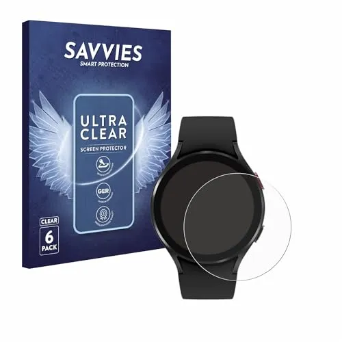 Savvies 6 Stück Schutzfolie für Samsung Galaxy Watch 4 (44mm) Displayschutz-Folie Ultra-Transparent