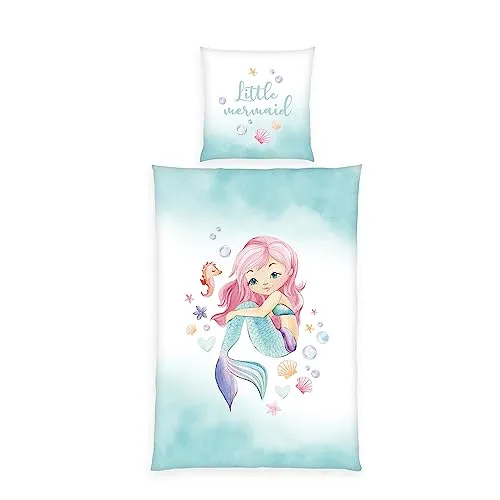 Herding Bettwäsche-Set Little Mermaid - Bettwäsche für Kinder in mehrfarbigem Design, aus hochwertigen Materialien gefertigt. Ideal für kleine Meerjungfrauen-Fans und sorgt für süße Träume!