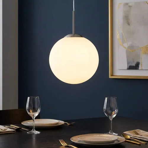 Kugelleuchte Pendellampe Pendelleuchte Esszimmer Metall Nickel matt opal 1x LED