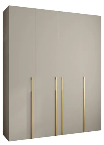 MEBLE KRYSPOL Como 3 Schrank mit 4 Türen - Kleiderschrank - Garderobe - Aufbewahrungsschrank für Schlafzimmer, Jugendzimmer, Kinderzimmer - 245,5x200x50cm - Kaschmir, Gold